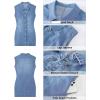 image:imageGRAPENT Denim Dress for Women Stretchy Cap Sleeve Button Down Casual Collared Above Knee Short Jean Dresses with PocketsMedium Blue