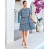 image:imageGRAPENT Floral Dresses for Women Summer Casual Boho Babydoll Tiered Ruffle Lace Trim Beach Vacation Short Sleeve DressBlue Floral