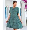 image:imageGRAPENT Floral Dresses for Women Summer Casual Boho Babydoll Tiered Ruffle Lace Trim Beach Vacation Short Sleeve DressGreen Floral