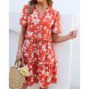 image:imageGRAPENT Floral Dresses for Women Summer Casual Boho Babydoll Tiered Ruffle Lace Trim Beach Vacation Short Sleeve DressGrenadine Floral