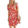 image:imageGRAPENT Floral Dresses for Women Summer Casual Boho Babydoll Tiered Ruffle Lace Trim Beach Vacation Short Sleeve DressGrenadine Floral