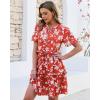 image:imageGRAPENT Floral Dresses for Women Summer Casual Boho Babydoll Tiered Ruffle Lace Trim Beach Vacation Short Sleeve DressGrenadine Floral