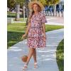 image:imageGRAPENT Floral Dresses for Women Summer Casual Boho Babydoll Tiered Ruffle Lace Trim Beach Vacation Short Sleeve DressNavy Blue Blossom