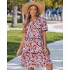 image:imageGRAPENT Floral Dresses for Women Summer Casual Boho Babydoll Tiered Ruffle Lace Trim Beach Vacation Short Sleeve DressNavy Blue Blossom