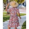 image:imageGRAPENT Floral Dresses for Women Summer Casual Boho Babydoll Tiered Ruffle Lace Trim Beach Vacation Short Sleeve DressNavy Blue Blossom
