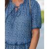 image:imageGRAPENT Floral Dresses for Women Summer Casual Boho Babydoll Tiered Ruffle Lace Trim Beach Vacation Short Sleeve DressNavy Blue Floral