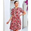 image:imageGRAPENT Floral Dresses for Women Summer Casual Boho Babydoll Tiered Ruffle Lace Trim Beach Vacation Short Sleeve DressPink Floral