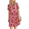 image:imageGRAPENT Floral Dresses for Women Summer Casual Boho Babydoll Tiered Ruffle Lace Trim Beach Vacation Short Sleeve DressPink Floral