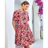 image:imageGRAPENT Floral Dresses for Women Summer Casual Boho Babydoll Tiered Ruffle Lace Trim Beach Vacation Short Sleeve DressPink Floral
