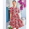 image:imageGRAPENT Floral Dresses for Women Summer Casual Boho Babydoll Tiered Ruffle Lace Trim Beach Vacation Short Sleeve DressPink Floral