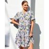 image:imageGRAPENT Floral Dresses for Women Summer Casual Boho Babydoll Tiered Ruffle Lace Trim Beach Vacation Short Sleeve DressPurple Blossom