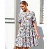 image:imageGRAPENT Floral Dresses for Women Summer Casual Boho Babydoll Tiered Ruffle Lace Trim Beach Vacation Short Sleeve DressPurple Blossom