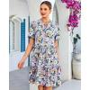 image:imageGRAPENT Floral Dresses for Women Summer Casual Boho Babydoll Tiered Ruffle Lace Trim Beach Vacation Short Sleeve DressPurple Blossom