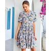image:imageGRAPENT Floral Dresses for Women Summer Casual Boho Babydoll Tiered Ruffle Lace Trim Beach Vacation Short Sleeve DressPurple Blossom