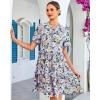 image:imageGRAPENT Floral Dresses for Women Summer Casual Boho Babydoll Tiered Ruffle Lace Trim Beach Vacation Short Sleeve DressPurple Blossom