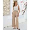 image:imageGRAPENT Linen Pants for Women Wide Leg High Waisted Paper Bag Smocked Waist Casual Summer Beach Vacation Palazzo PantsAlmond