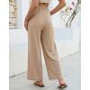 image:imageGRAPENT Linen Pants for Women Wide Leg High Waisted Paper Bag Smocked Waist Casual Summer Beach Vacation Palazzo PantsAlmond