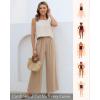 image:imageGRAPENT Linen Pants for Women Wide Leg High Waisted Paper Bag Smocked Waist Casual Summer Beach Vacation Palazzo PantsAlmond