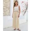 image:imageGRAPENT Linen Pants for Women Wide Leg High Waisted Paper Bag Smocked Waist Casual Summer Beach Vacation Palazzo PantsBeige