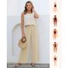 image:imageGRAPENT Linen Pants for Women Wide Leg High Waisted Paper Bag Smocked Waist Casual Summer Beach Vacation Palazzo PantsBeige