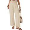 image:imageGRAPENT Linen Pants for Women Wide Leg High Waisted Paper Bag Smocked Waist Casual Summer Beach Vacation Palazzo PantsBeige