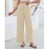 image:imageGRAPENT Linen Pants for Women Wide Leg High Waisted Paper Bag Smocked Waist Casual Summer Beach Vacation Palazzo PantsBeige