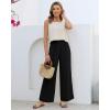 image:imageGRAPENT Linen Pants for Women Wide Leg High Waisted Paper Bag Smocked Waist Casual Summer Beach Vacation Palazzo PantsBlack