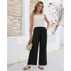 image:imageGRAPENT Linen Pants for Women Wide Leg High Waisted Paper Bag Smocked Waist Casual Summer Beach Vacation Palazzo PantsBlack