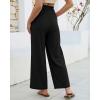 image:imageGRAPENT Linen Pants for Women Wide Leg High Waisted Paper Bag Smocked Waist Casual Summer Beach Vacation Palazzo PantsBlack