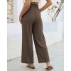 image:imageGRAPENT Linen Pants for Women Wide Leg High Waisted Paper Bag Smocked Waist Casual Summer Beach Vacation Palazzo PantsCoffee Brown