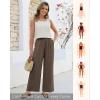 image:imageGRAPENT Linen Pants for Women Wide Leg High Waisted Paper Bag Smocked Waist Casual Summer Beach Vacation Palazzo PantsCoffee Brown