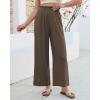 image:imageGRAPENT Linen Pants for Women Wide Leg High Waisted Paper Bag Smocked Waist Casual Summer Beach Vacation Palazzo PantsCoffee Brown