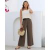 image:imageGRAPENT Linen Pants for Women Wide Leg High Waisted Paper Bag Smocked Waist Casual Summer Beach Vacation Palazzo PantsCoffee Brown
