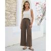 image:imageGRAPENT Linen Pants for Women Wide Leg High Waisted Paper Bag Smocked Waist Casual Summer Beach Vacation Palazzo PantsCoffee Brown