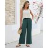 image:imageGRAPENT Linen Pants for Women Wide Leg High Waisted Paper Bag Smocked Waist Casual Summer Beach Vacation Palazzo PantsDeep Teal