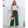 image:imageGRAPENT Linen Pants for Women Wide Leg High Waisted Paper Bag Smocked Waist Casual Summer Beach Vacation Palazzo PantsDeep Teal