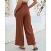 image:imageGRAPENT Linen Pants for Women Wide Leg High Waisted Paper Bag Smocked Waist Casual Summer Beach Vacation Palazzo PantsRust