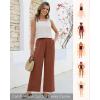 image:imageGRAPENT Linen Pants for Women Wide Leg High Waisted Paper Bag Smocked Waist Casual Summer Beach Vacation Palazzo PantsRust