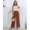 image:imageGRAPENT Linen Pants for Women Wide Leg High Waisted Paper Bag Smocked Waist Casual Summer Beach Vacation Palazzo PantsRust