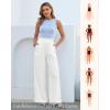 image:imageGRAPENT Linen Pants for Women Wide Leg High Waisted Paper Bag Smocked Waist Casual Summer Beach Vacation Palazzo PantsWhite