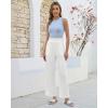 image:imageGRAPENT Linen Pants for Women Wide Leg High Waisted Paper Bag Smocked Waist Casual Summer Beach Vacation Palazzo PantsWhite