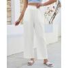 image:imageGRAPENT Linen Pants for Women Wide Leg High Waisted Paper Bag Smocked Waist Casual Summer Beach Vacation Palazzo PantsWhite