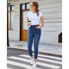 image:imageGRAPENT Slim Straight Leg Jeans for Women Cropped High Waisted Pull On Elastic Waist Stretchy Denim Pants Trouser JeansClassic Blue