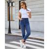 image:imageGRAPENT Slim Straight Leg Jeans for Women Cropped High Waisted Pull On Elastic Waist Stretchy Denim Pants Trouser JeansClassic Blue