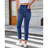 image:imageGRAPENT Slim Straight Leg Jeans for Women Cropped High Waisted Pull On Elastic Waist Stretchy Denim Pants Trouser JeansClassic Blue