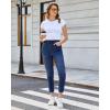 image:imageGRAPENT Slim Straight Leg Jeans for Women Cropped High Waisted Pull On Elastic Waist Stretchy Denim Pants Trouser JeansDarkness Blue