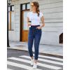 image:imageGRAPENT Slim Straight Leg Jeans for Women Cropped High Waisted Pull On Elastic Waist Stretchy Denim Pants Trouser JeansDarkness Blue