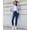 image:imageGRAPENT Slim Straight Leg Jeans for Women Cropped High Waisted Pull On Elastic Waist Stretchy Denim Pants Trouser JeansDarkness Blue