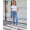 image:imageGRAPENT Slim Straight Leg Jeans for Women Cropped High Waisted Pull On Elastic Waist Stretchy Denim Pants Trouser JeansMedium Blue