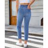 image:imageGRAPENT Slim Straight Leg Jeans for Women Cropped High Waisted Pull On Elastic Waist Stretchy Denim Pants Trouser JeansMedium Blue